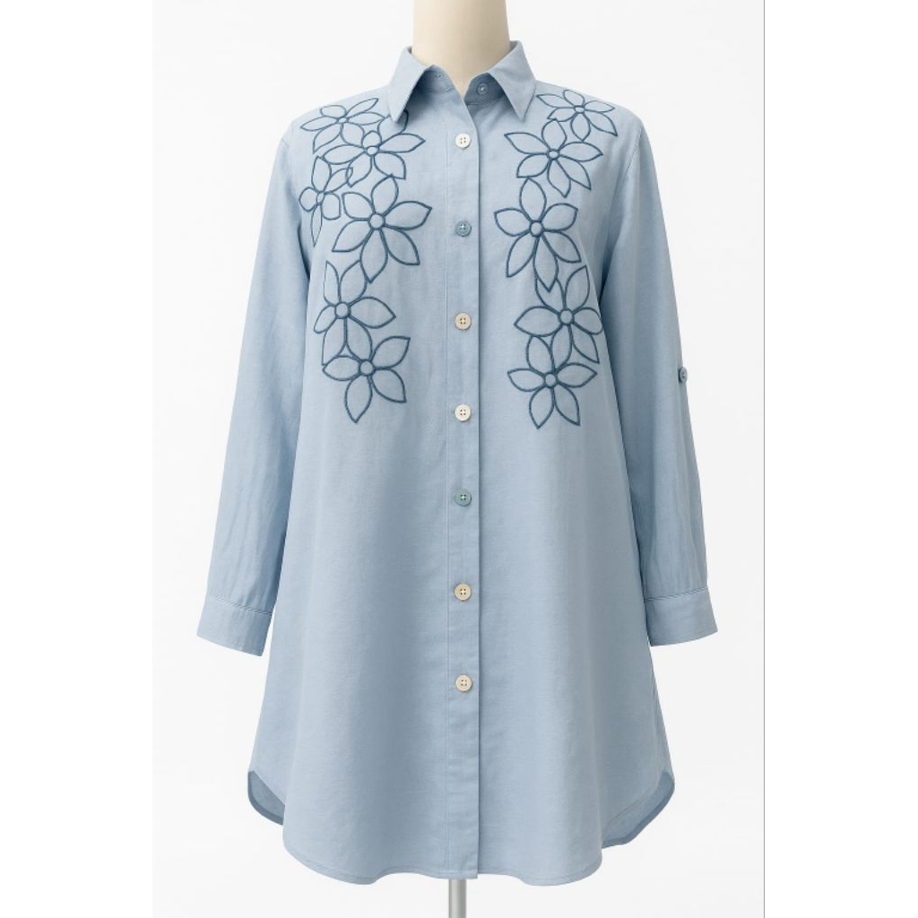 Tunik katun linen import bordir