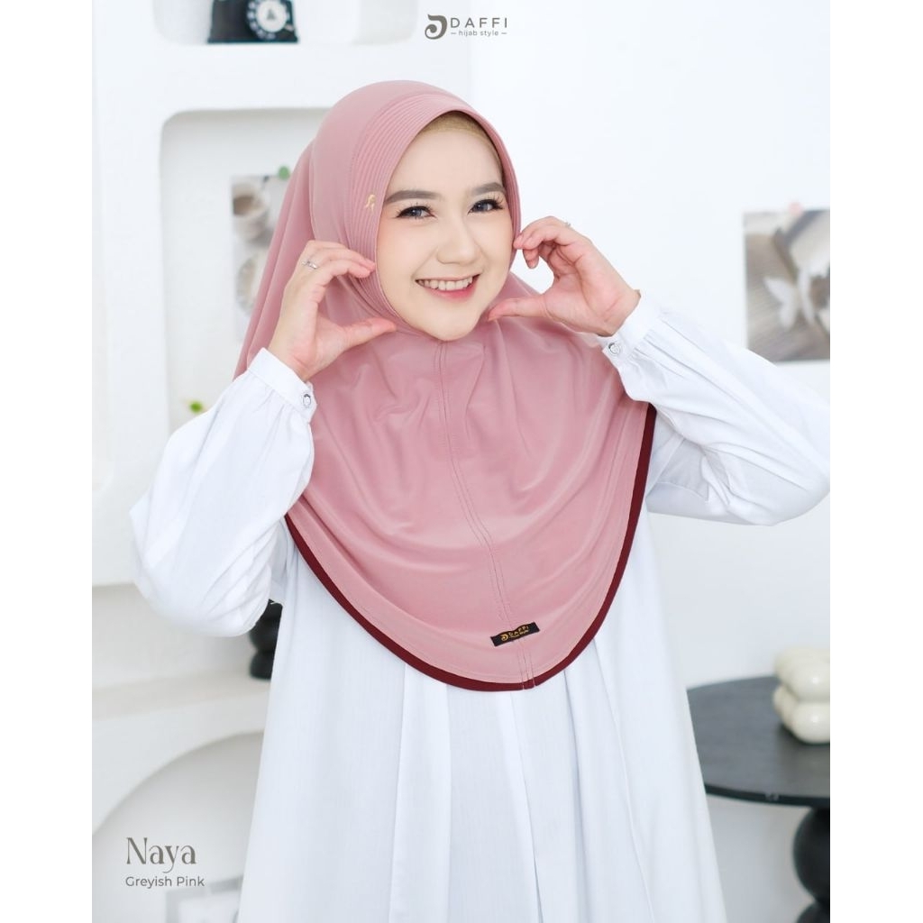 Naya Daffi Hijab daily simpel model oval jilbab nutup dada aksen list tepi super cantik