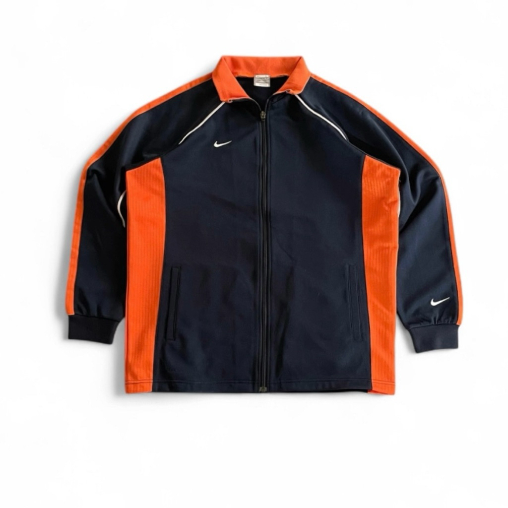 Tracktop Pria - Nike Team Tracktop Navy Orange Vintage Y2K | Size L