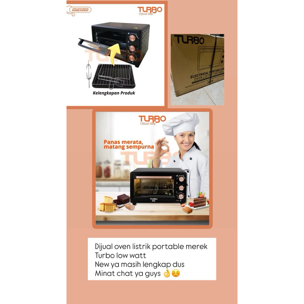 DIJUAL Oven listrik portable Merek Turbo low watt 23 ltr