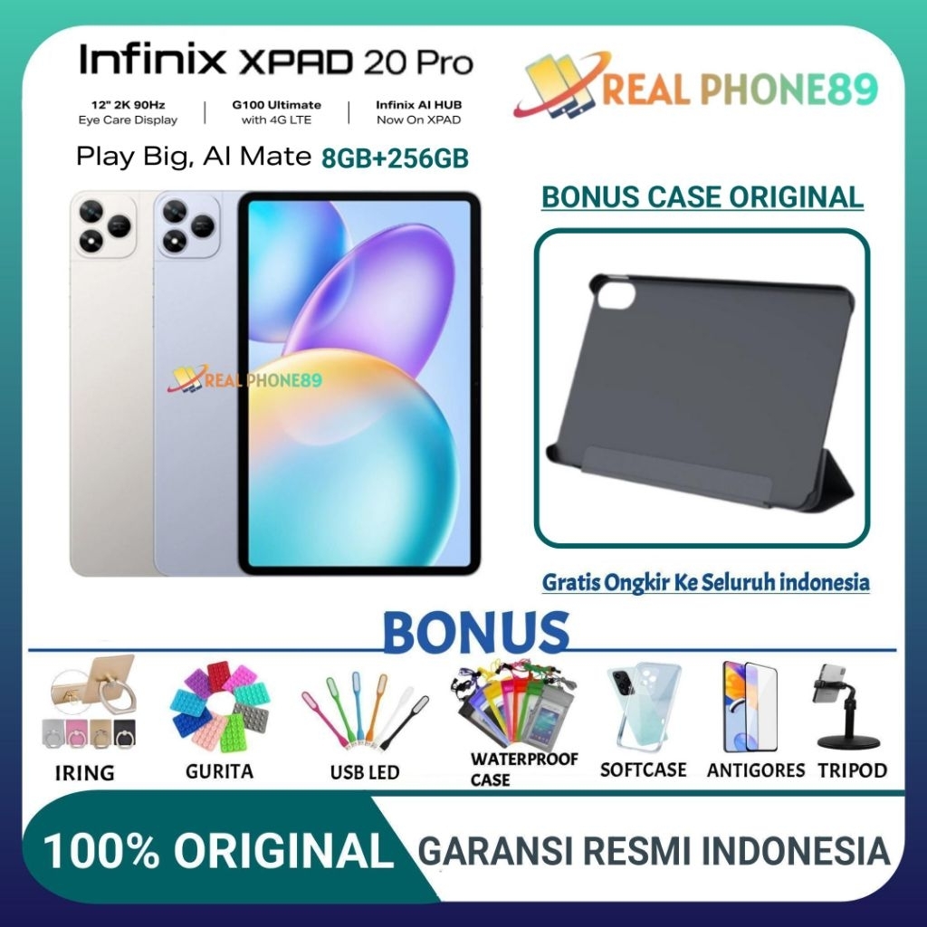infinix xpad 20 Pro 8GB+256GB MediaTek Helio G100 Ultimate Display 12" 2k 90Hz Garansi Resmi