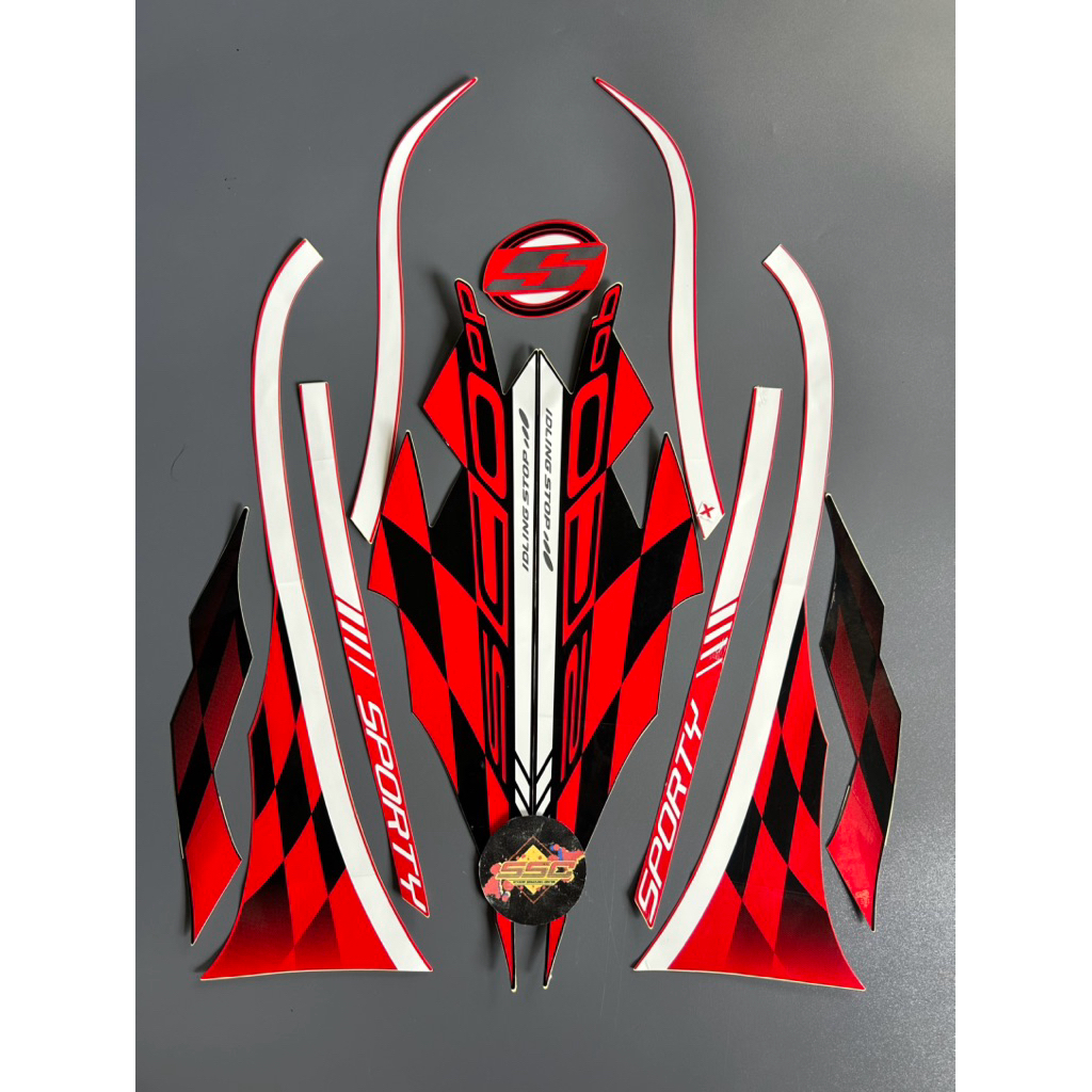 STRIPING STIKER SCOOPY SPORTY 2018 HITAM MERAH ORIGINAL