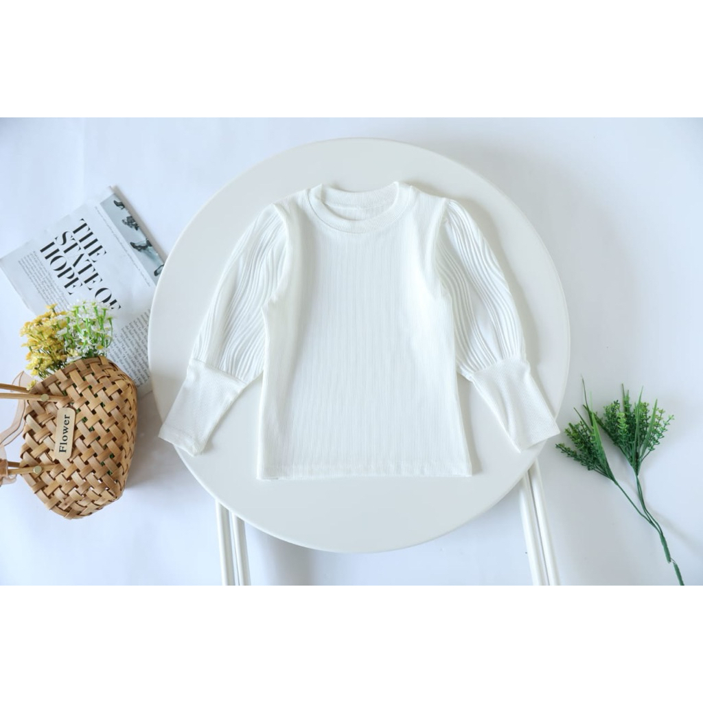 Atasan Anak Tangan Panjang Warna Putih Model Tangan Balon