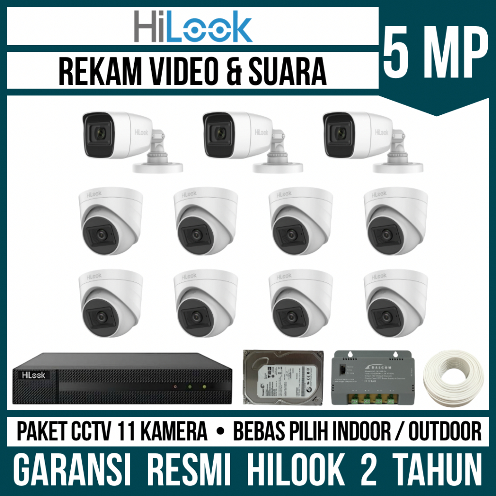 PAKET CCTV HILOOK 5MP 16 CHANNEL 11 CAMERA KAMERA CCTV TURBO HD