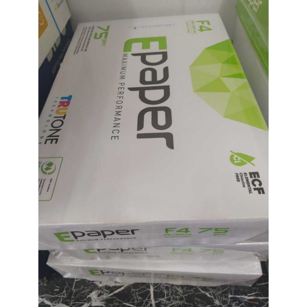 Kertas HVS Epaper F4 75 GSM 1 Box isi 5 Rim / Kertas Ukuran F4 / Kertas Print / Kertas Fotocopy