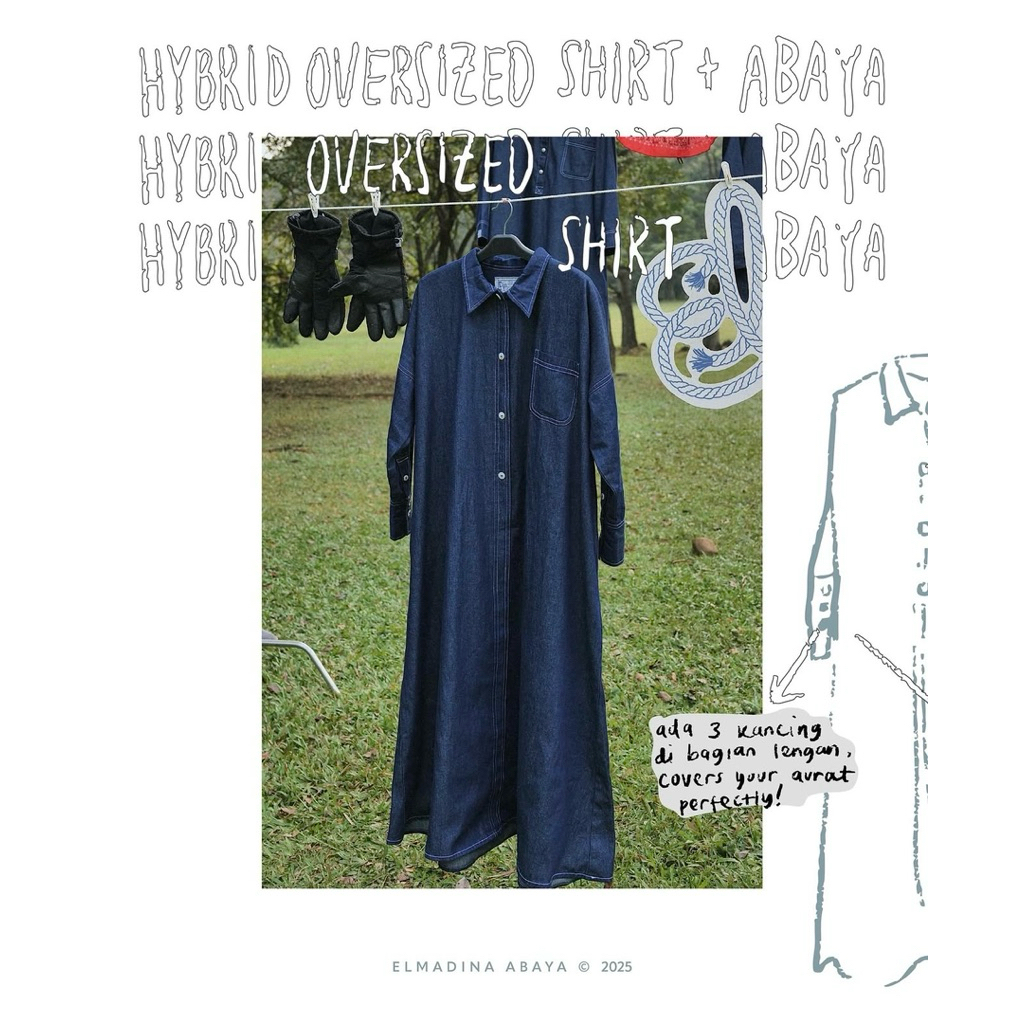 ELMADINA - NWT Kemejabaya Denim Abaya XS