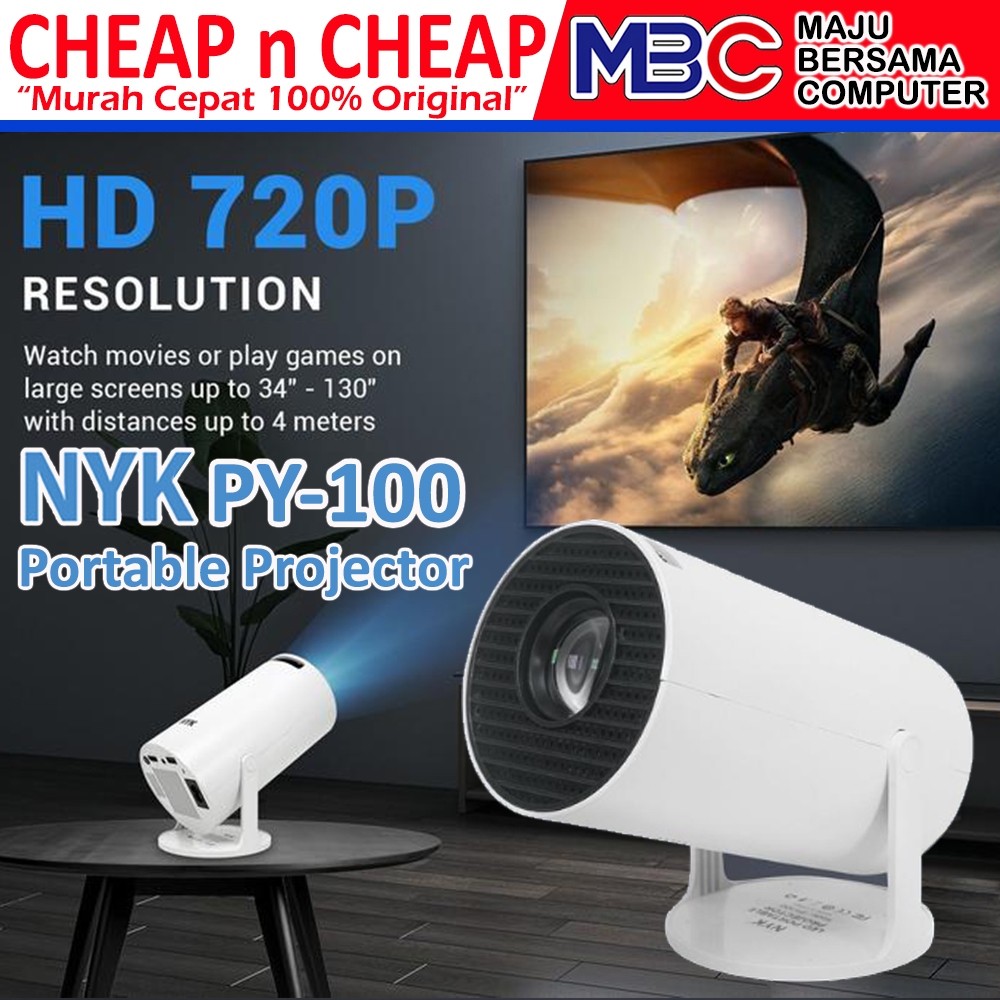 NYK PY-100 Smart LED Projector Android 13 Bluetooth 5.0 WiFi- LED Mini Portable Projector