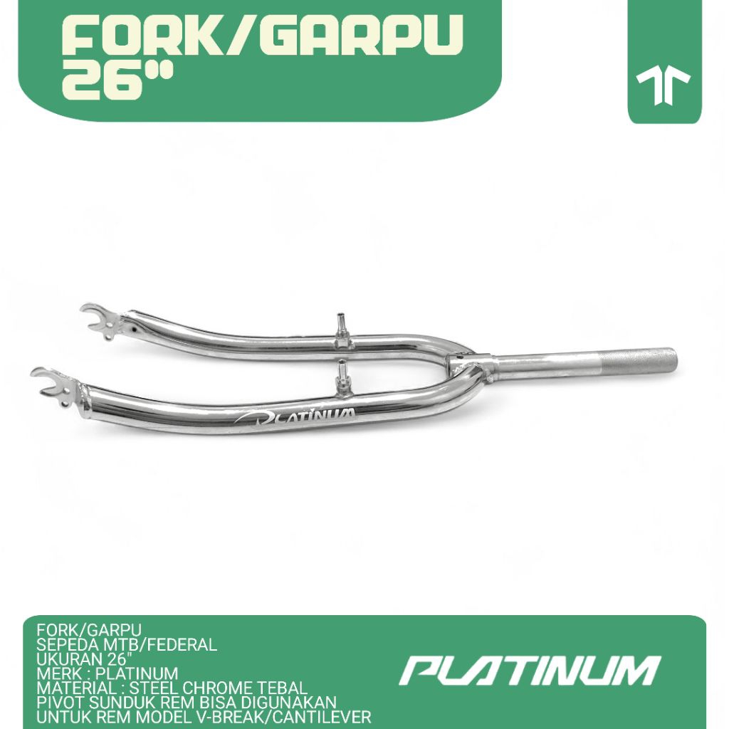 Fork Garpu Sepeda Federal/MTB 26 Standart Drat Steel Chrome Platinum