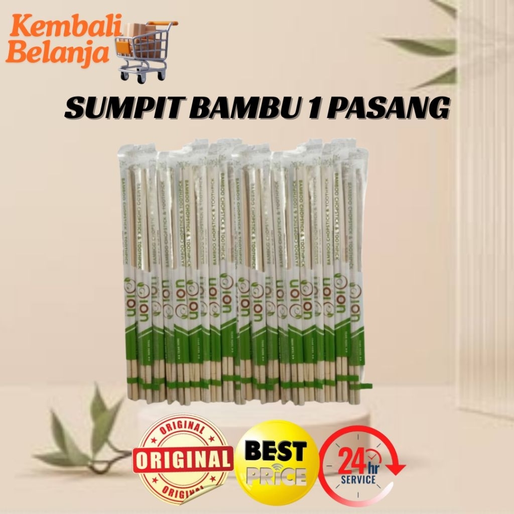 Sumpit Bambu 1 Pasang/ Sumpit Bambu Bonus Tusuk Gigi/ Sumpit Bambu Berkualitas/ Sumpit Bambu Murah