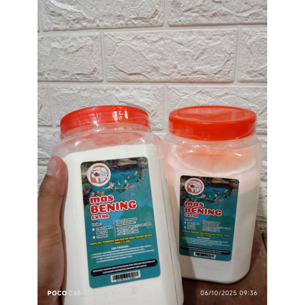 Penjernih air kolam dan sumur Mas Bening kemasan Toples 2lt untuk 60-200 kubik air