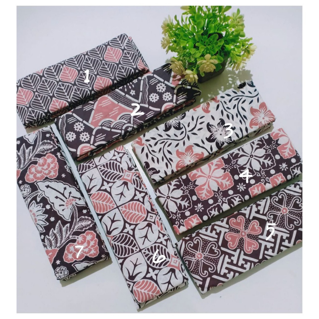 Kain Batik Cap Garutan  dua Warna Pink Abu series Kain Batik Meteran Seragaman - Kain Batik Bahan Ka