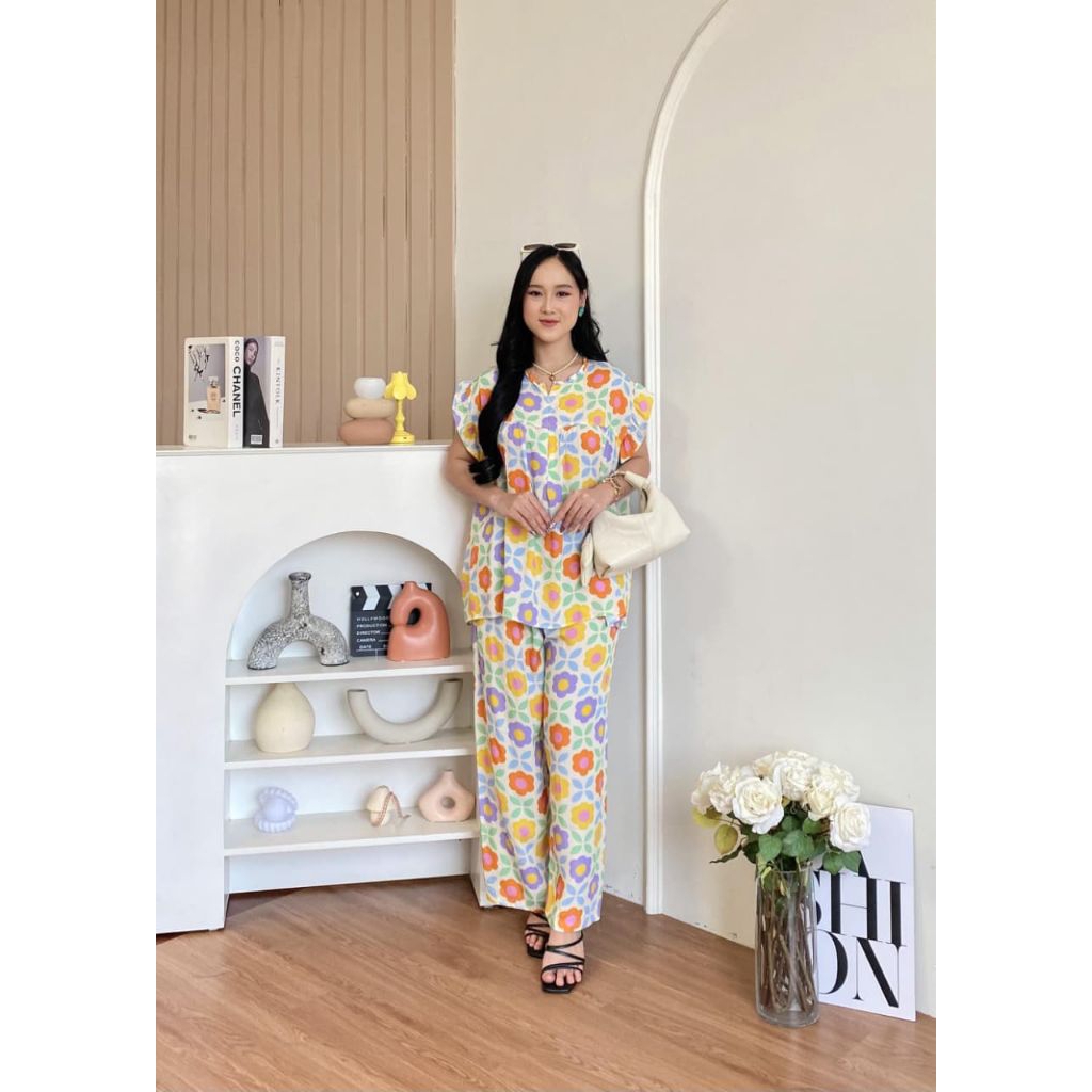 Vinie Set By HD.ID/ Setelan Baju Tidur Tangan Pendek/ Piyama Adem