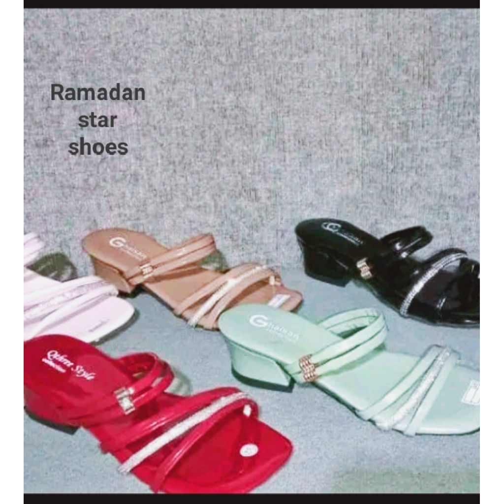 sandal anak hak tahu tali tali kilap mutiara