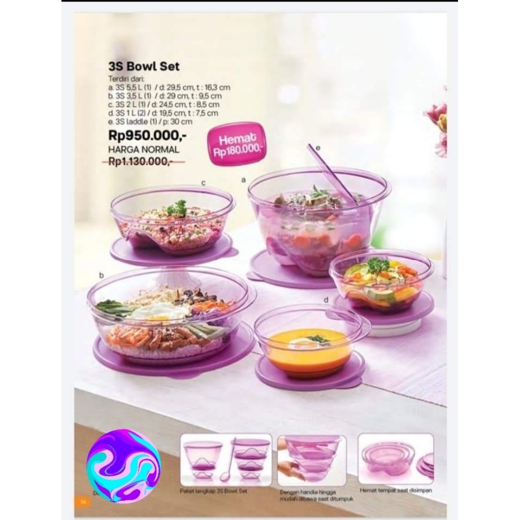 3 S Bowl Set w/ ladle