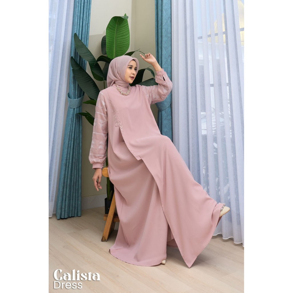 CALISTA DRESS BY MAREVI/gamis std jumbo/gamis mewah basic/bisa cod