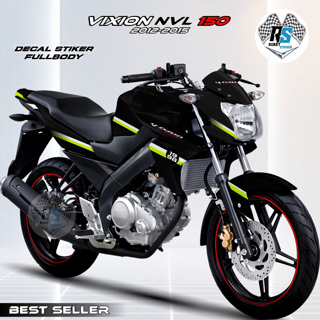 BISA COD - Decal Vixion NVL Fullbody / Motif HItam List Putih Warna