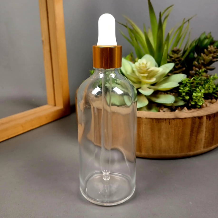 Botol Pipet 100 Ml Kaca Natural Tebal / Botol Serum 100 Ml / Botol Pipet 100 Ml - Tutup Ring Alumuni