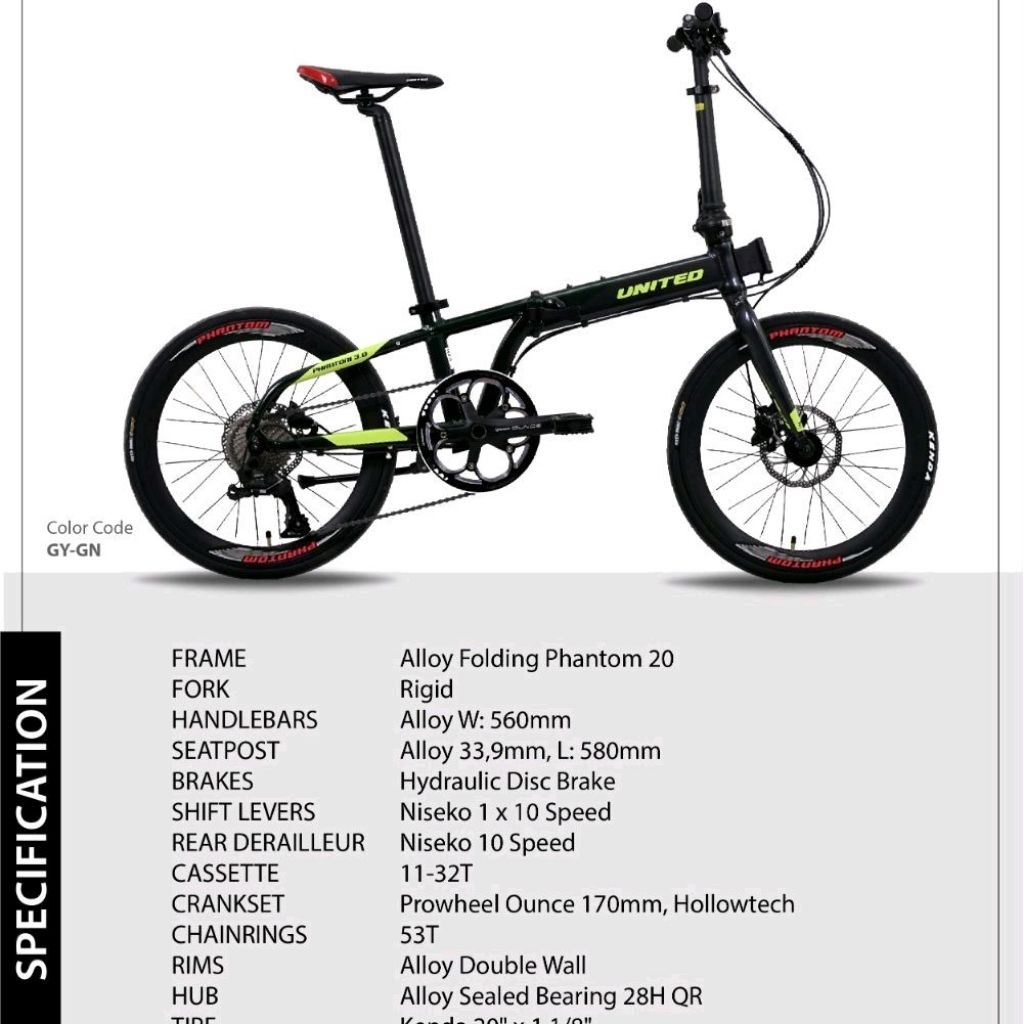 Sepeda Lipat 20 United Phantom 3.0 Hidraulic
