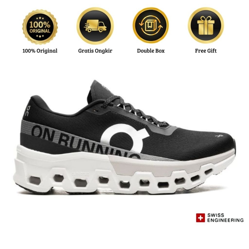 Sepatu On Cloud Monster Black White Man's (100% Original Authentic)