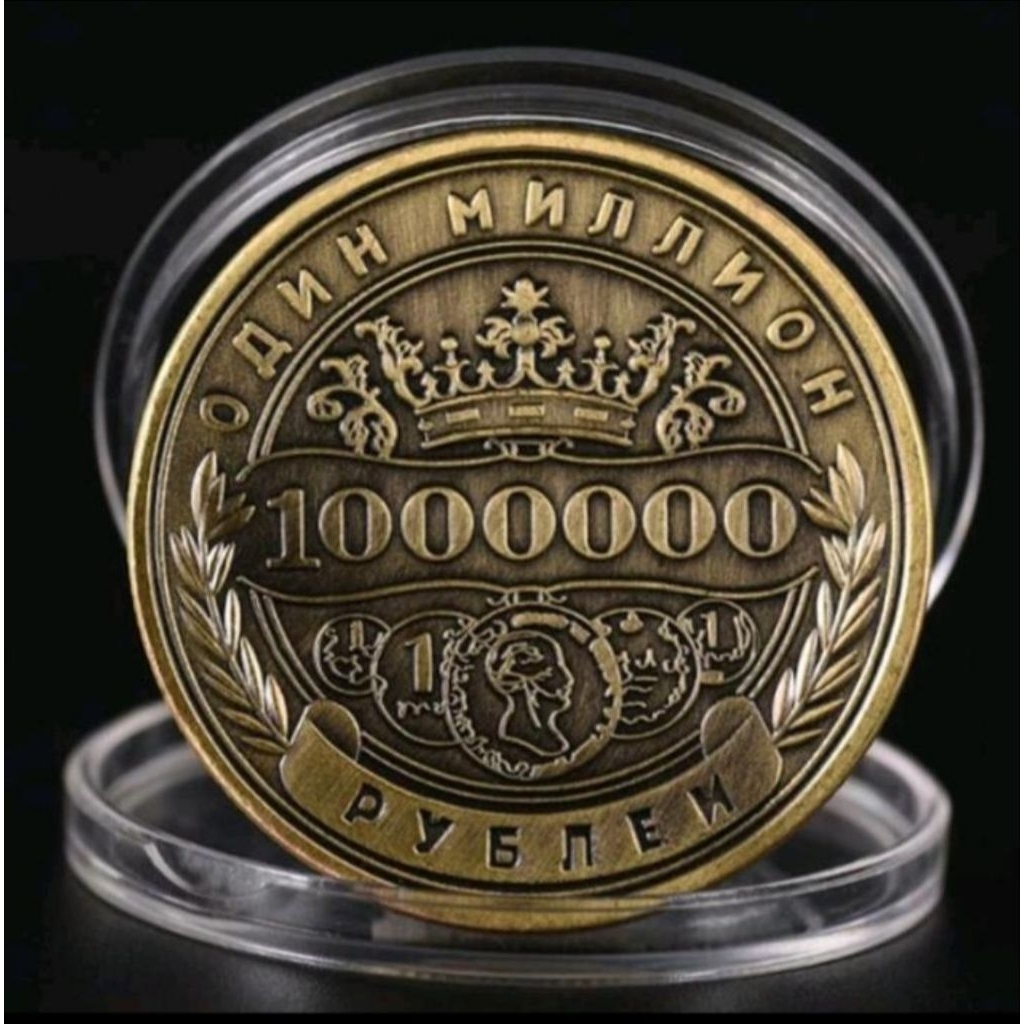Souvenir uang koin rusia 1000000 rubel + folder
