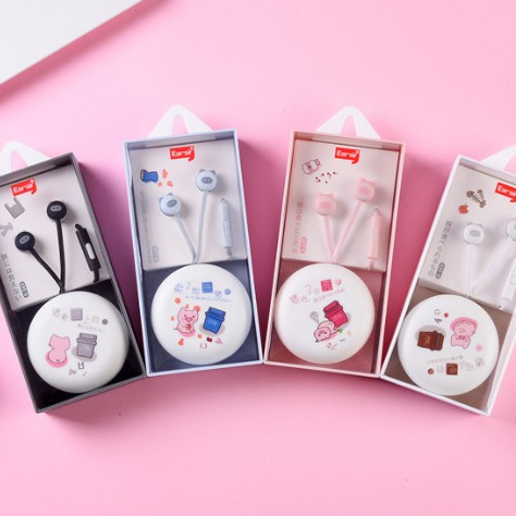 [E-169] Headset Earphone Karakter BABI TONG SAMPAH / Earphone + Wadah Earphone Motif TONG BABI Unik