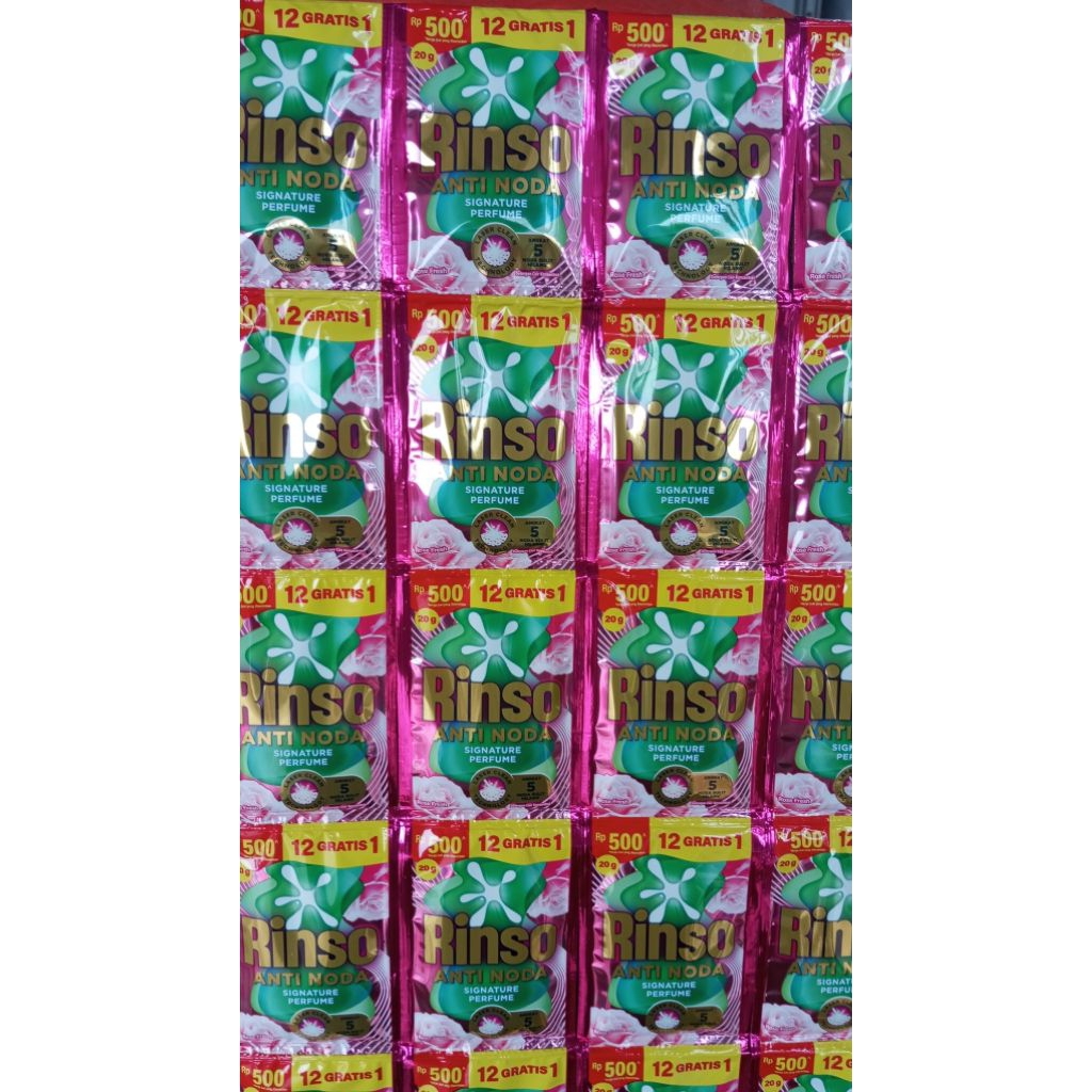 RINSO CAIR 500AN RENCENG | 1 DUS isi 96+8 sachet SABUN CUCI MURAH