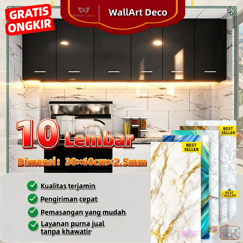 Wallpaper Dinding VINYL Marble Granit 30 x 60 cm / Lantai Marbel Kamar Stiker Keramik