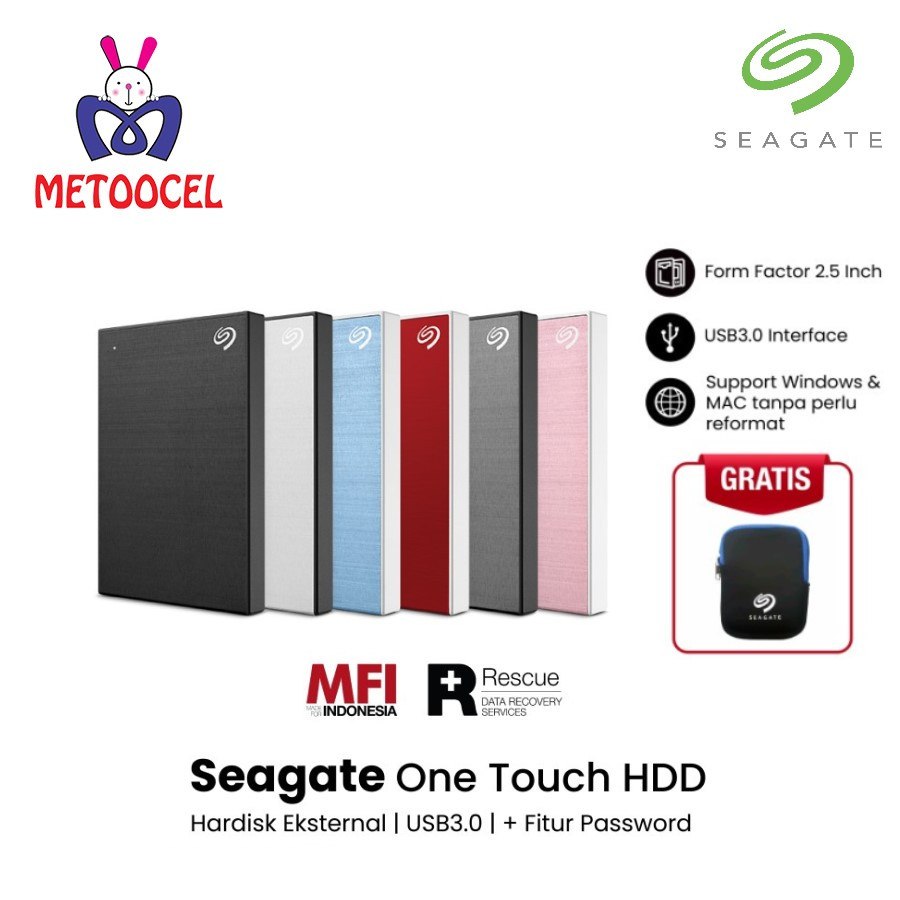 Seagate One Touch HDD Hardisk Eksternal 4TB USB 3.2 1Tera Free Pouch