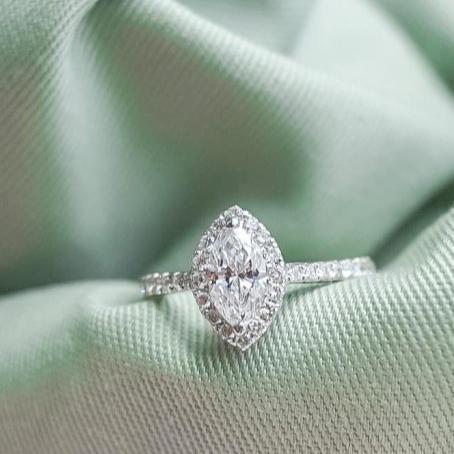 KGdiamond - Cincin berlian wanita marquise 0.51carat D-color Vs1 dengan sertifikat GIA - DRM00328