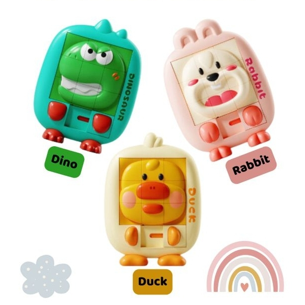 Mainan Edukasi 3D Puzzle Geser Plastik Dino / Mainan Puzzle Bayi