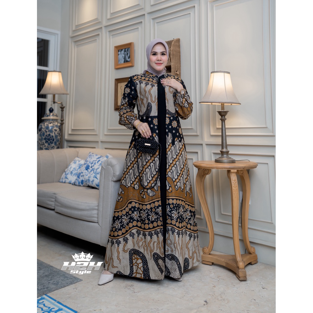 Gamis Batik Pesta Mewah Gamis Batik Katun Kombinasi Jack Black Gamis Seragaman Mewah
