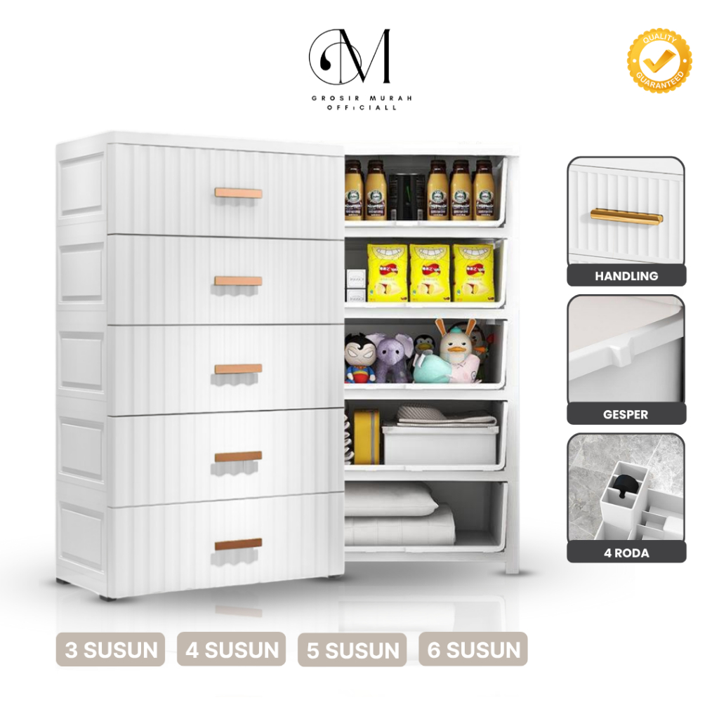 GROVE MAISON Lemari Penyimpanan Multi Fungsi Plastik berkualitas tinggi Lemari putih / Tempat Baju B