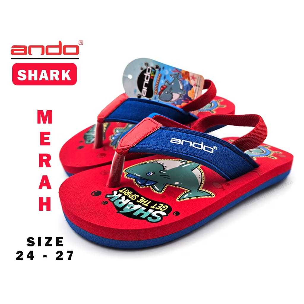 ANDO Shark Sandal Jepit Anak Balita Sendal Jepit Let Anak Kecil
