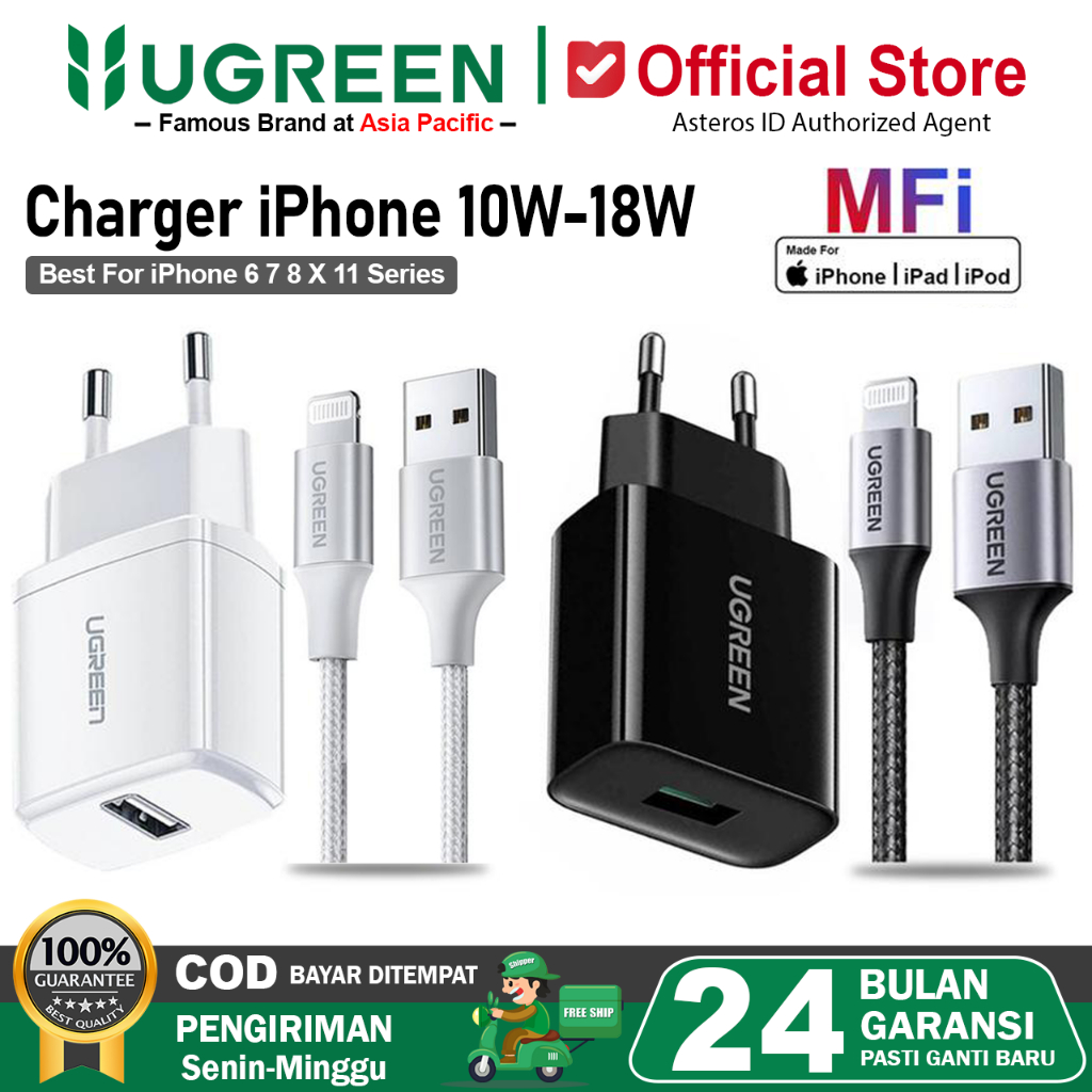 UGREEN Charger MFi iPhone 5 6 7 8 X XR Xs USB Lightning Fast Charging 10w 18w