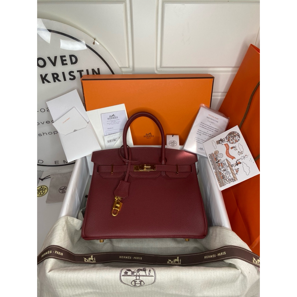 Preloved Birkin retourne 25 Bordeaux togo gold hardware Authentic