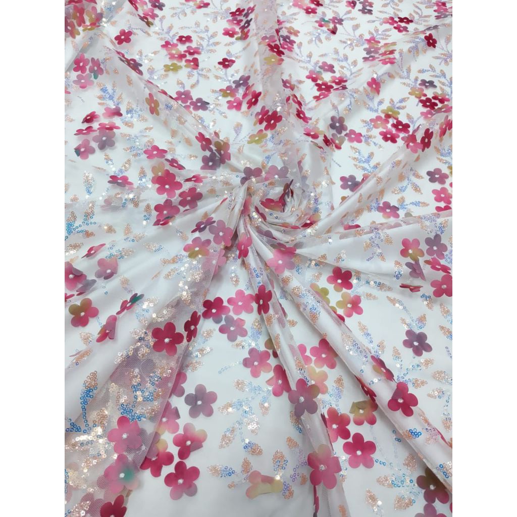 Bahan kain Tile motif timbul ful payet | Bahan kebaya dan gamis( Harga 0,50m )Cod