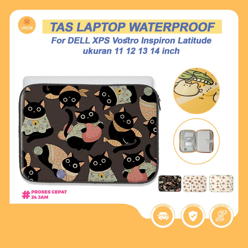 Tas Laptop Dell XPS Inspiron Latitude 13 14 inch Waterproof Sleeve Bag Case Slim Ringan Pria Wanita 