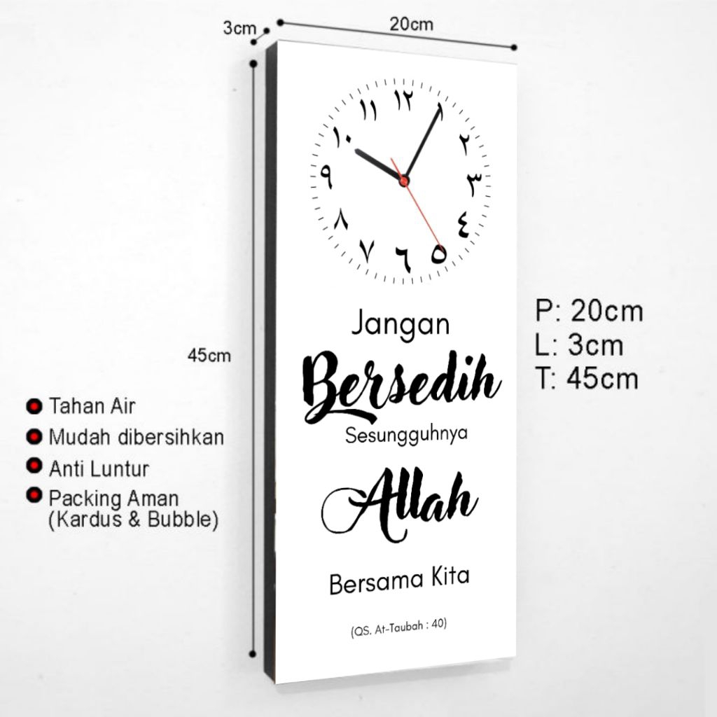 Dekor Jam Dinding Rumah Quotes Warna Putih Motivasi Islam