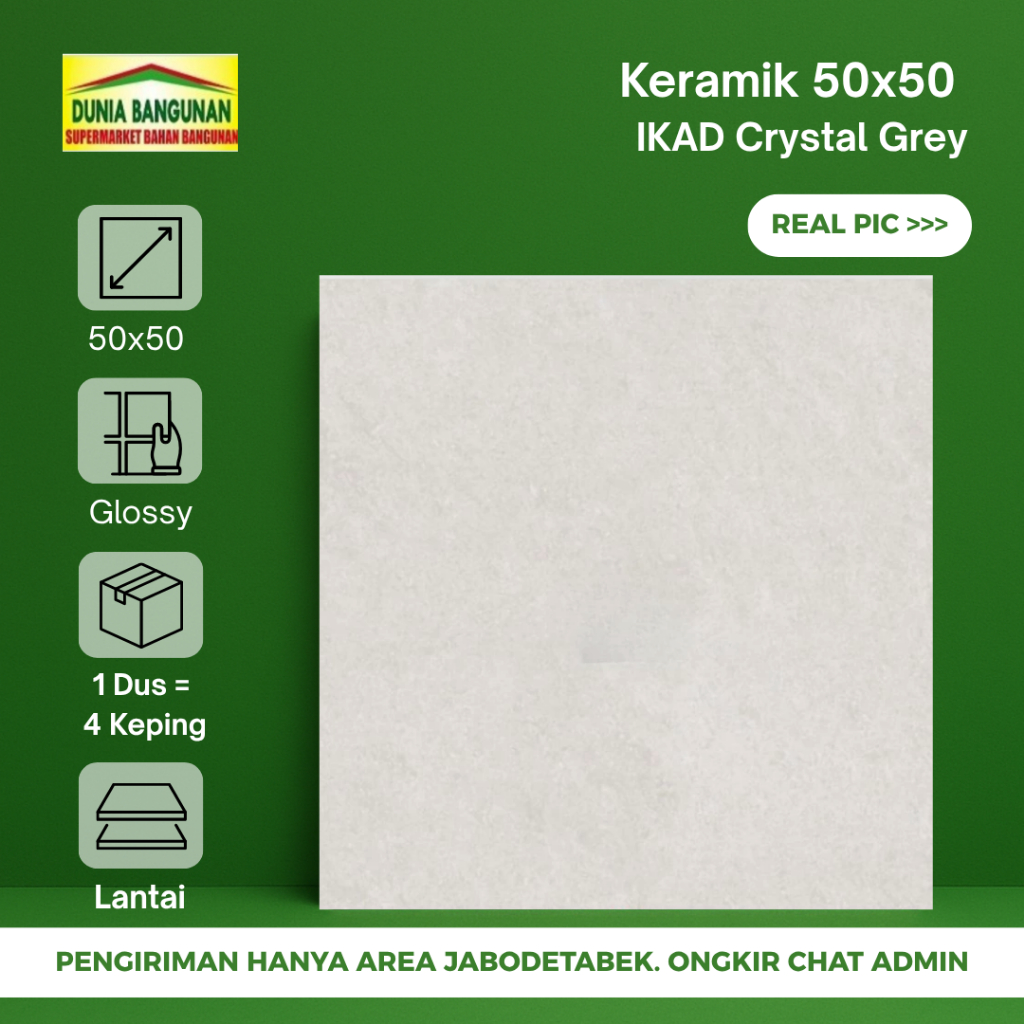Keramik Lantai 50X50 IKAD Crystal Grey Keramik Lantai Glossy