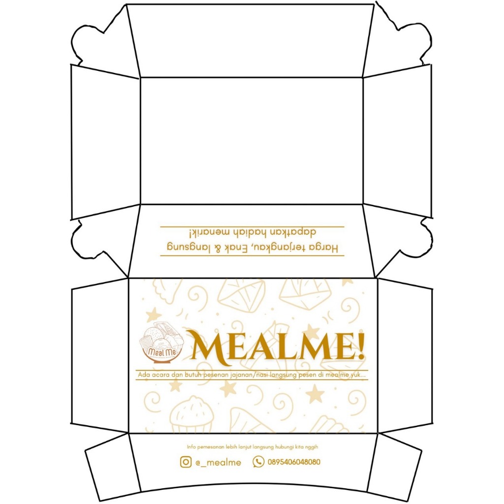 [CUSTOM PRINT 1WARNA] Custom Paper Lunch Box Ivory Medium Laminasi Food Grade