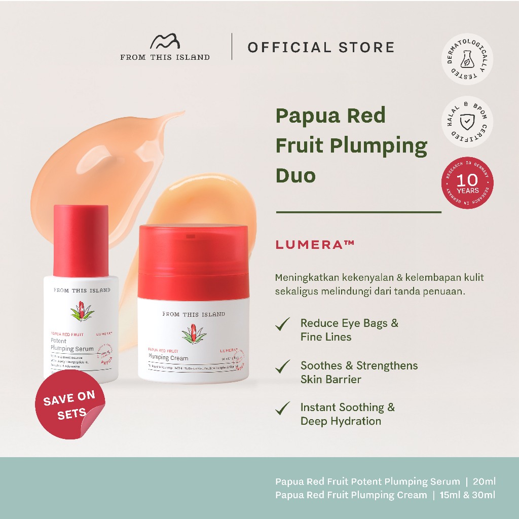 From This Island Papua Red Fruit Plumping Duo | Mosturizer & Serum Anti-Aging untuk Kulit Kencang & 