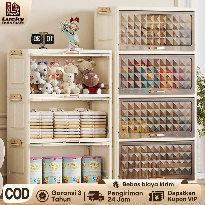 SALVO 40-50CM Lemari Pakaian Plastik lipat Rak Kabinet Susun Lipat Lemari Plastik Lipat Susun