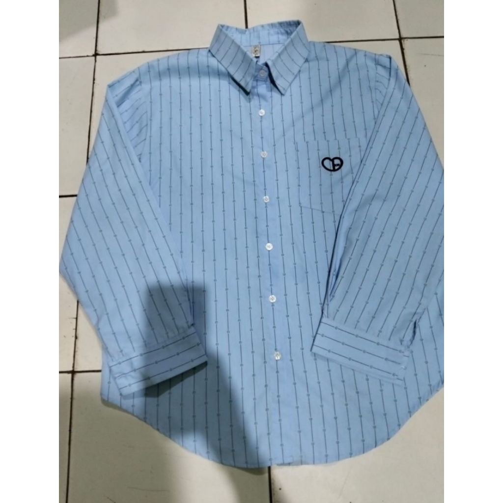Kemeja Biru Garis Garis Wanita