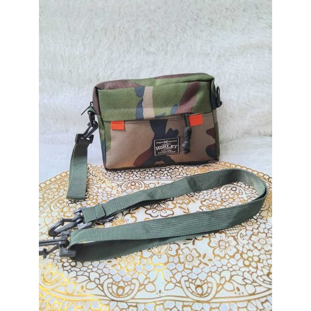 Handbag motif loreng army trendy - Tas selempang pria bahan cordura casual unisex terbaru