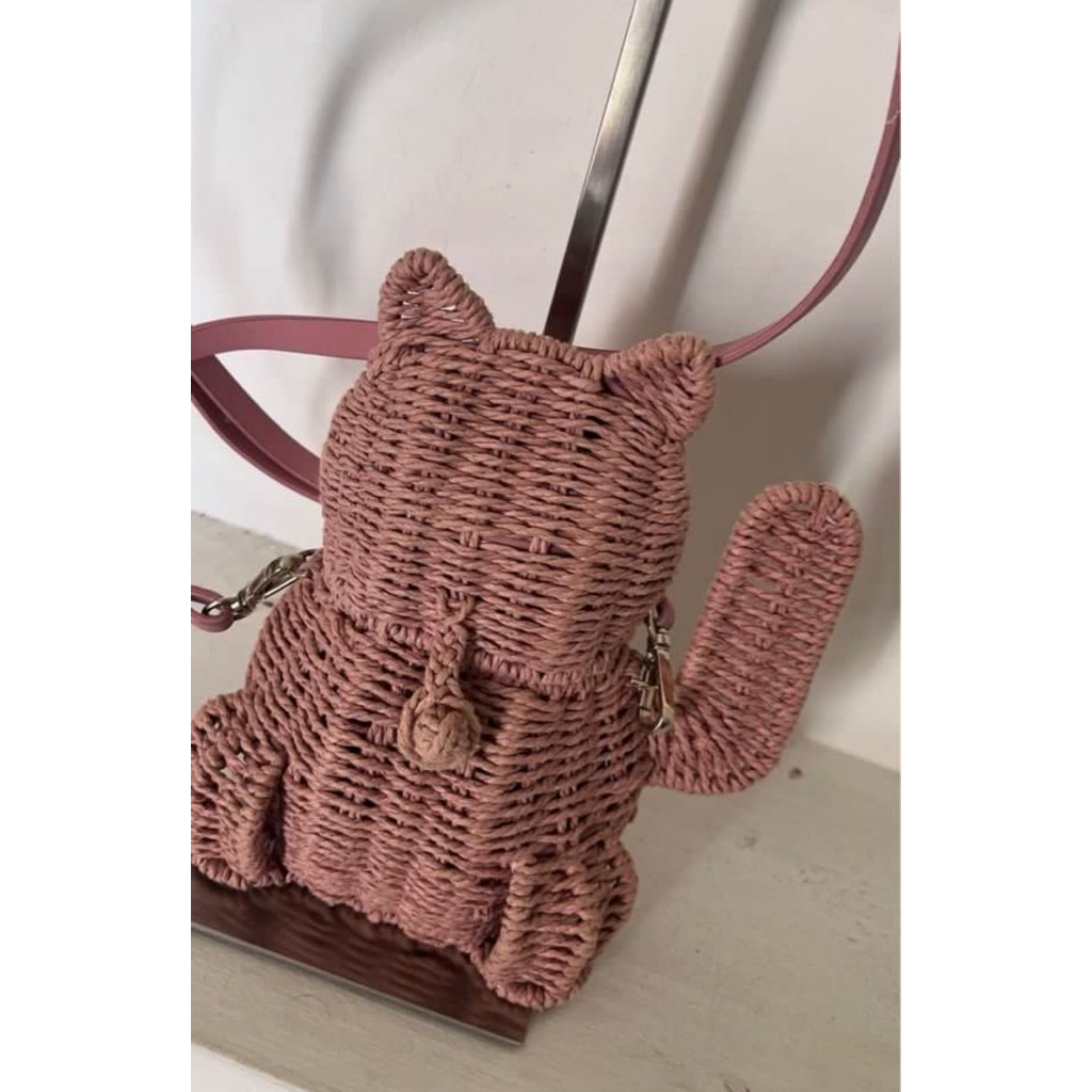 ZARA crochet cat pink bag