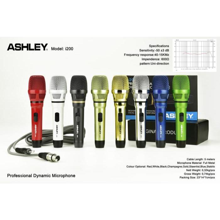 Mic Vocal kabel ashley i200 i 200 Karaoke Dynamic original TERBAIK