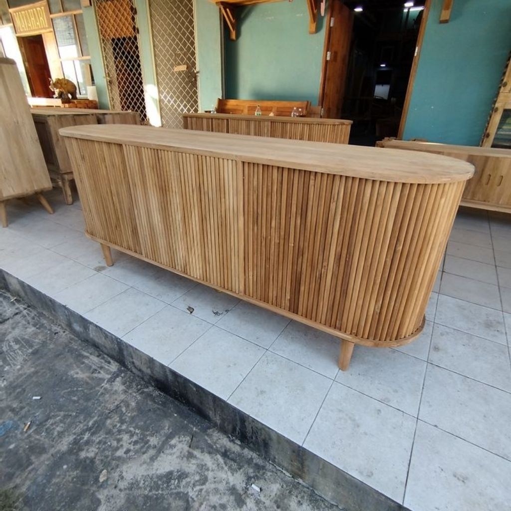 Bufet Salur Jati Minimalis 2m Bufet Jati Solid Kokoh - Kualitas Bergaransi