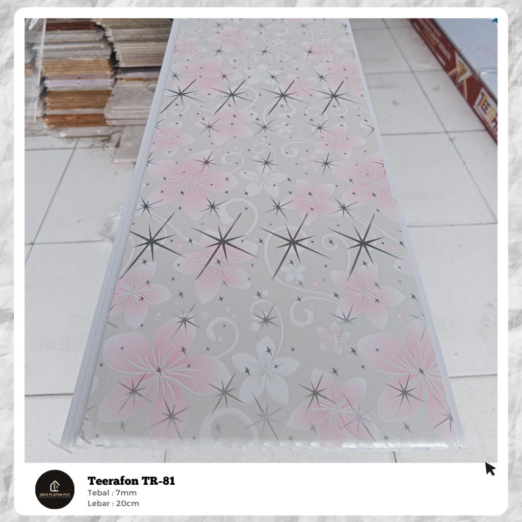 Plafon PVC Glossy Putih Motif Bunga TR-81 Teerafon (PERDUS)