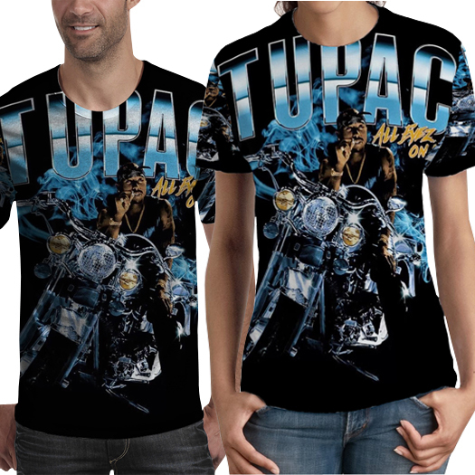 [PO 3 HARI] Kaos Tupac Hip Hop Rap 2Pac Shakur Tshirt Unisex Bahan Polyester Jersey T-SHIRT Fullprin