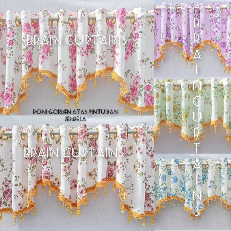 Gorden Poni Atas Pintu Jendela Minimalis Manik Manik Rumbai Model Smokring